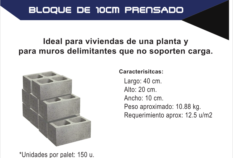 Bloque de hormigón fabricado por Ecuasoportec